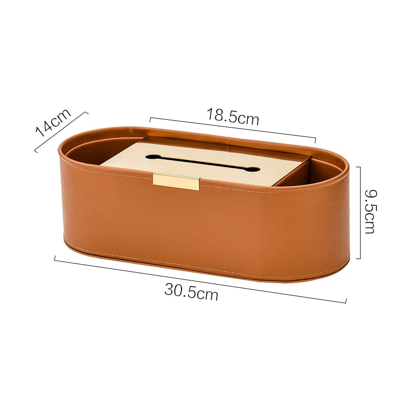 Luxury Leather Tissue Box Organizer for Living Room and Desktop