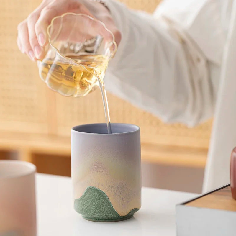 Handmade Rough Pottery Tea Cup for Gongfu Brewing, 230 ml