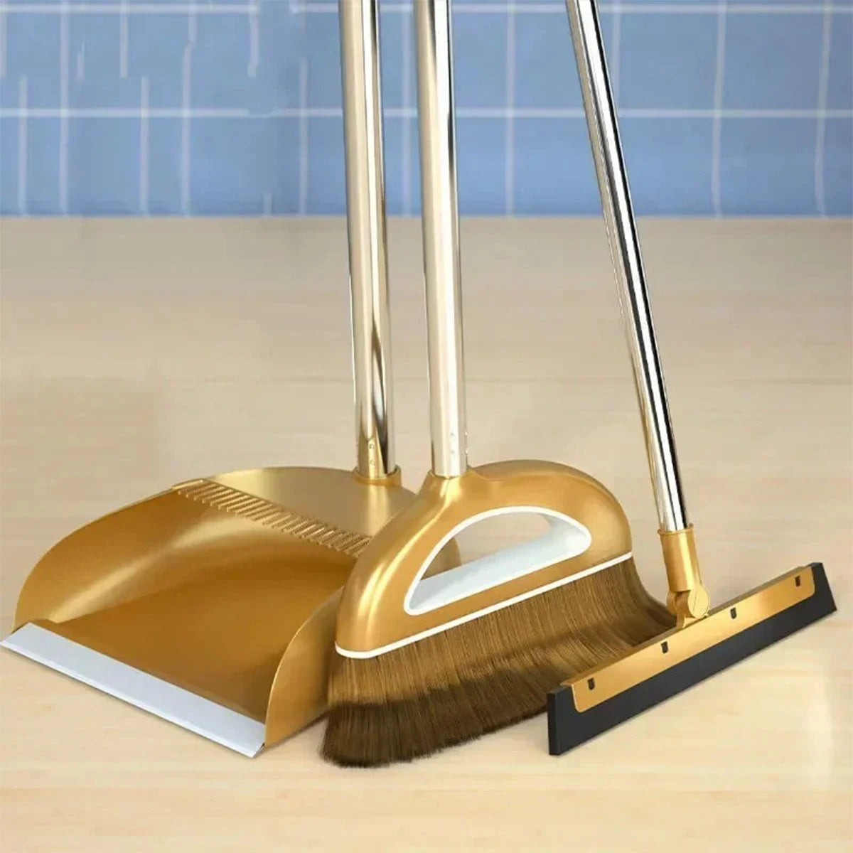 Gold Broom and Dustpan Set