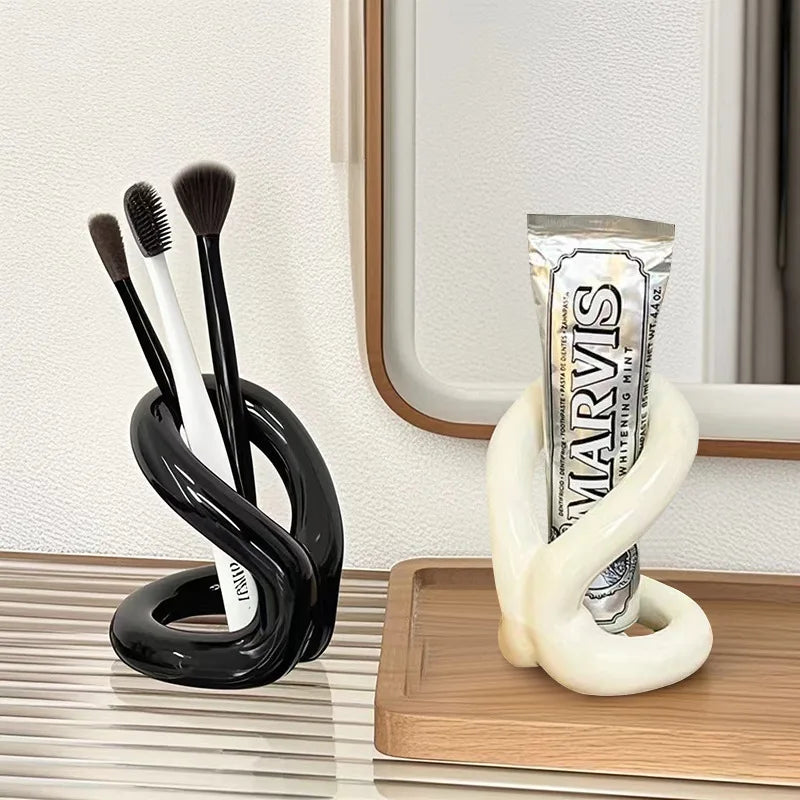 Sculptural Ceramic Toothbrush &amp; Makeup Brush Holder