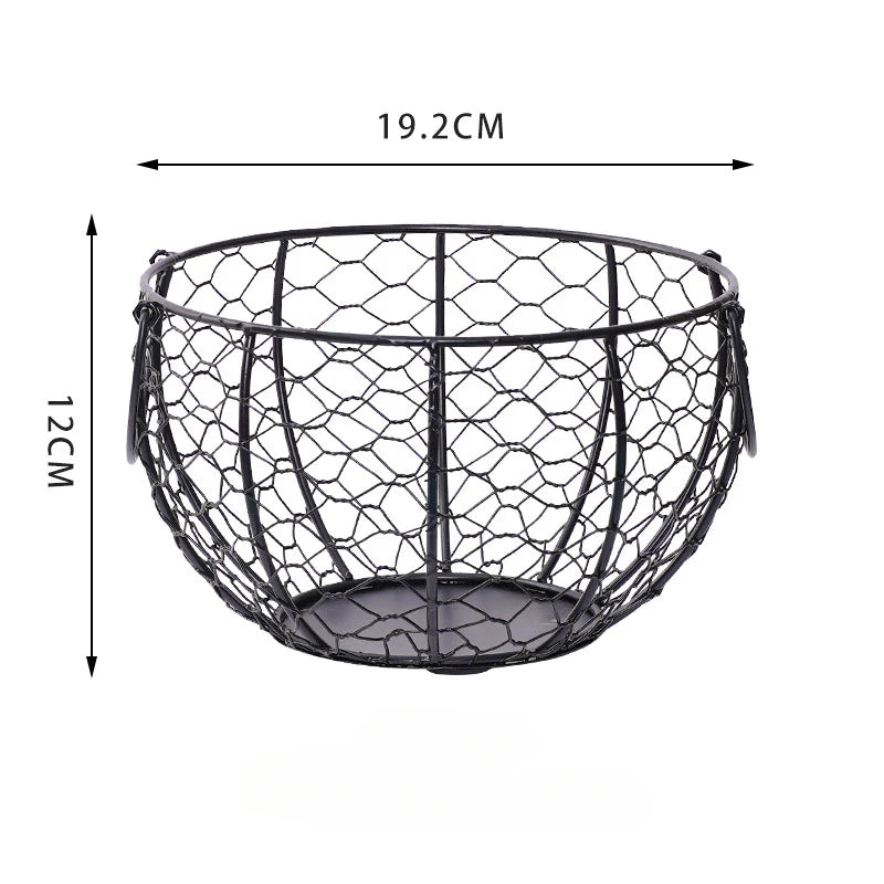Chicken-Shaped Ceramic and Iron Egg Basket