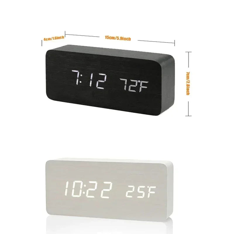 AuraBlock Wooden Digital Alarm Clock
