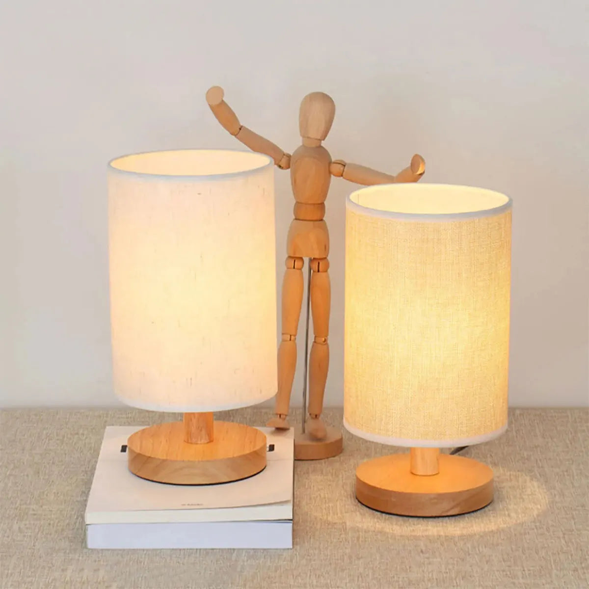 AuraGlow Wooden USB Table Lamp