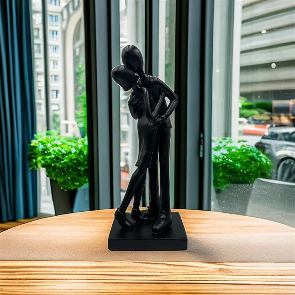 Lovers Embracing Resin Sculpture