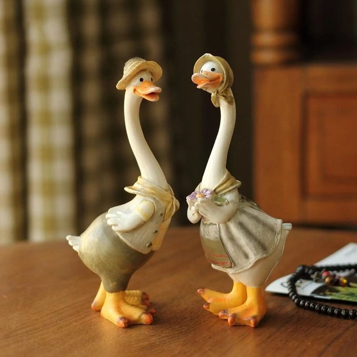 2-Piece Resin Duck Figurine Set – Miniature Duck Decor