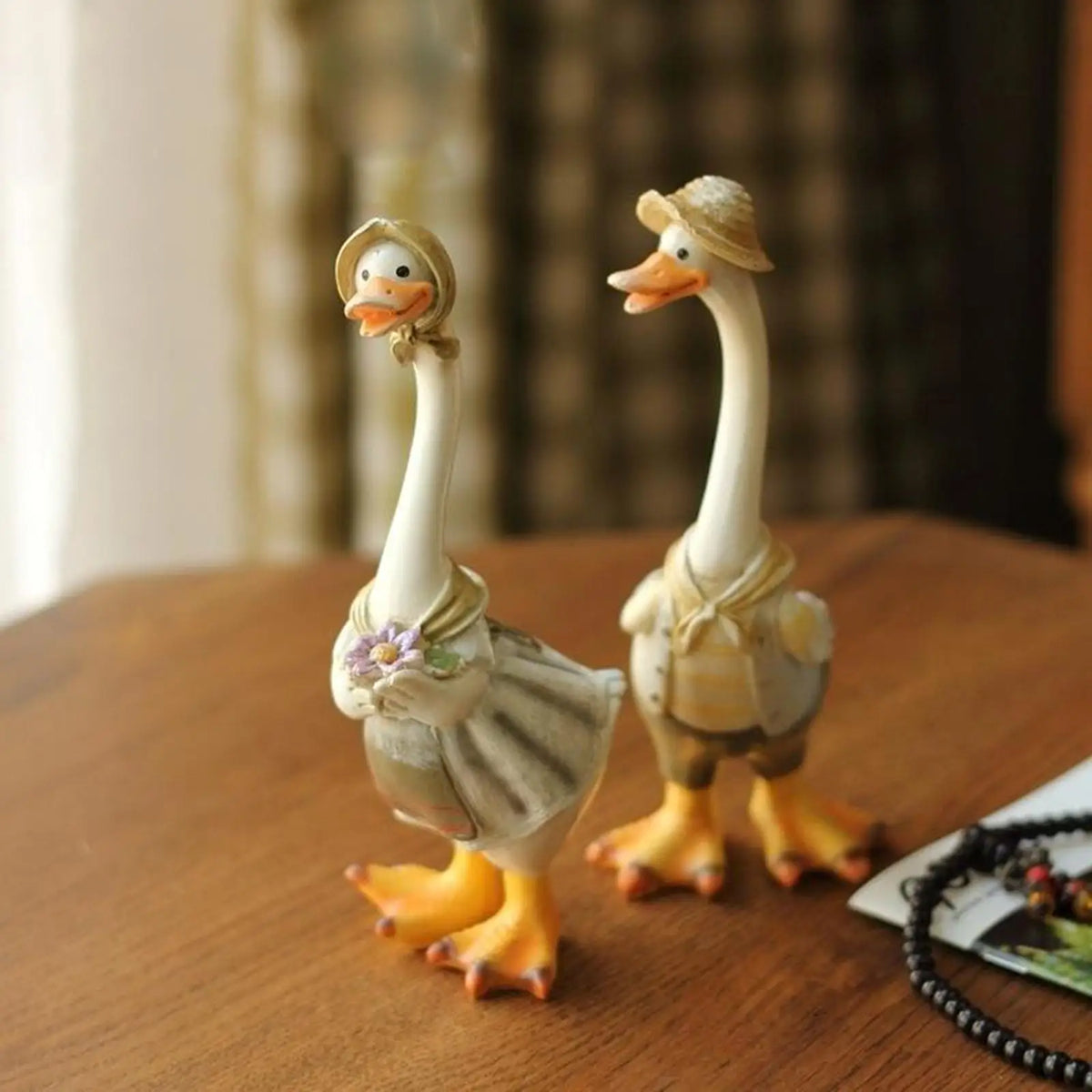 2-Piece Resin Duck Figurine Set – Miniature Duck Decor