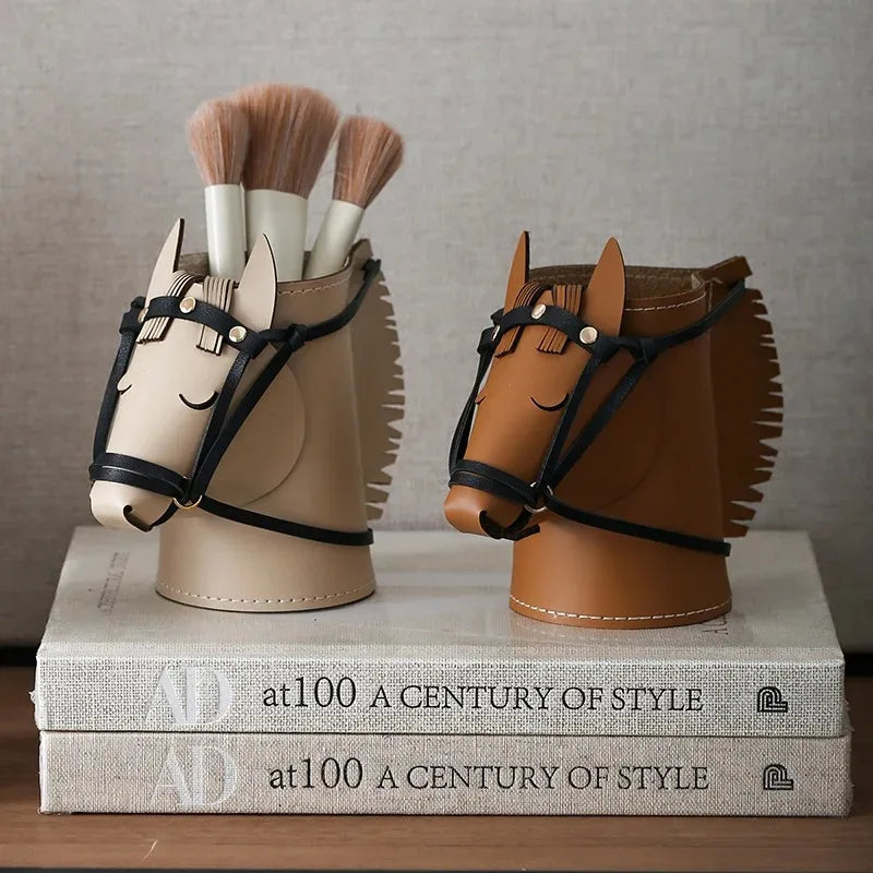 Leather Horse-Head Storage Box – Luxury Decorative Desk Organizer