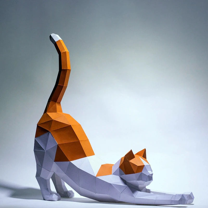 DIY Stretched Cat Paper Sculpture