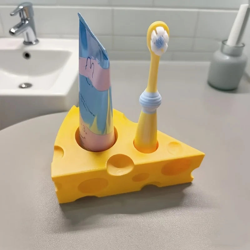 Funny Cheese-Shaped Toothbrush &amp; Toothpaste Holder
