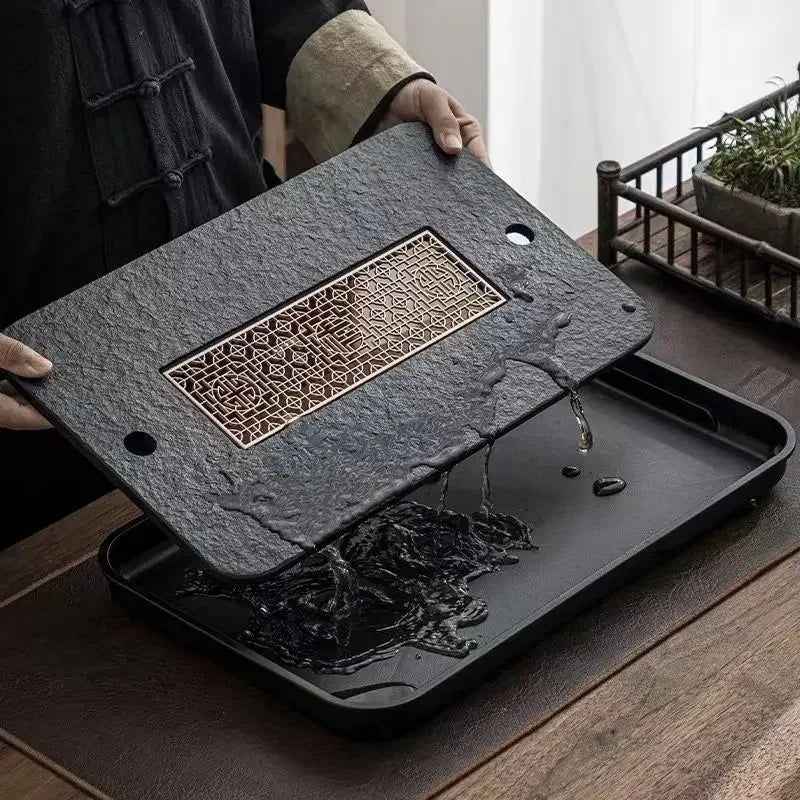 Luxury Chinese Tea Tray with Drainage