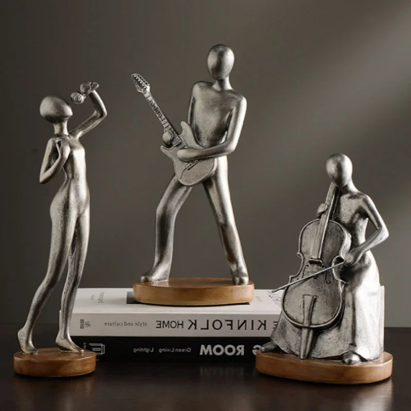 Abstract Musician Figurines - Resin Cello &amp; Guitar Sculptures