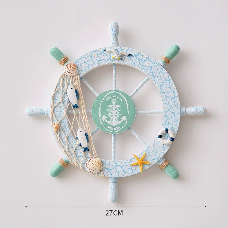 Wooden Nautical Ship Wheel Wall Decor