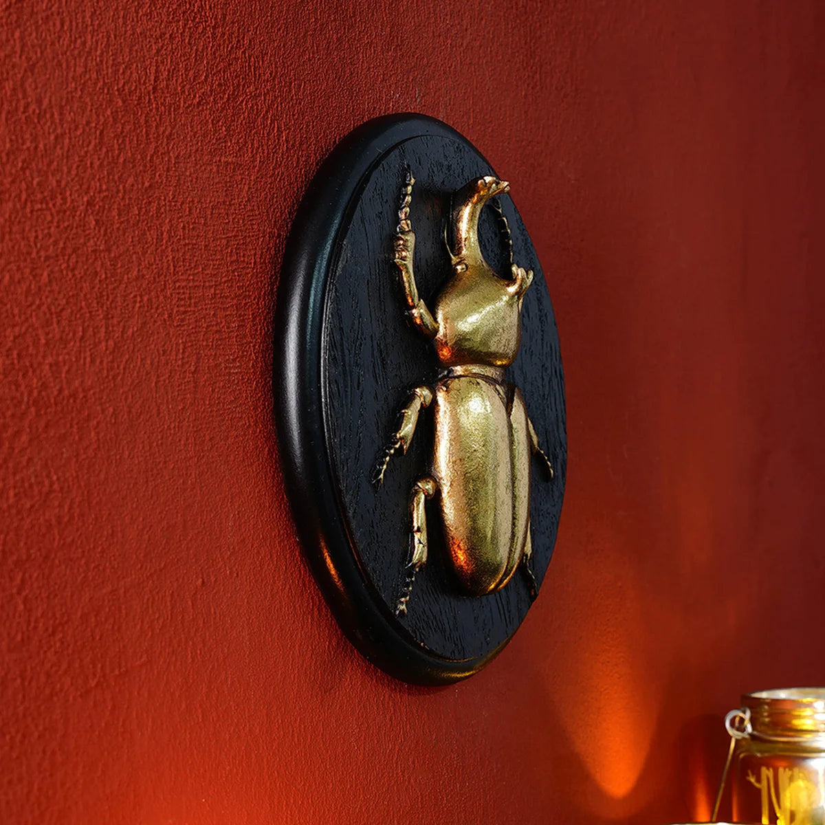 Golden Beetle Resin Wall Decor- Insect Themed Accent