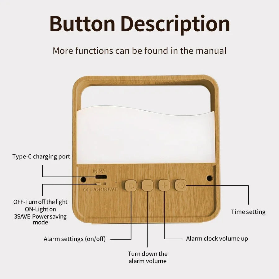 AuraGlow LED Night Light & Alarm Clock