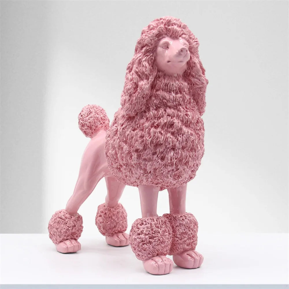 Modern Pink Resin Poodle Figurine