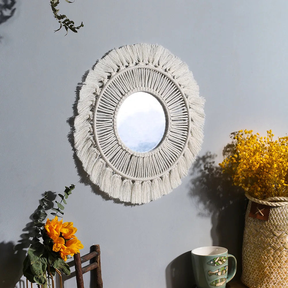 The Sunburst Handcrafted Macrame Mirror