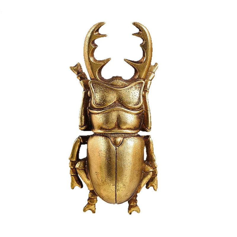 Golden Beetle Wall Ornaments with Antler-Inspired Detail