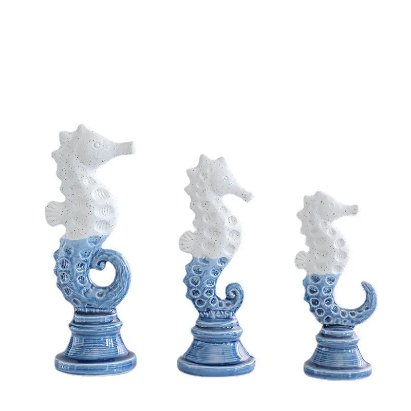 Resin Seahorse Chess Piece Statue
