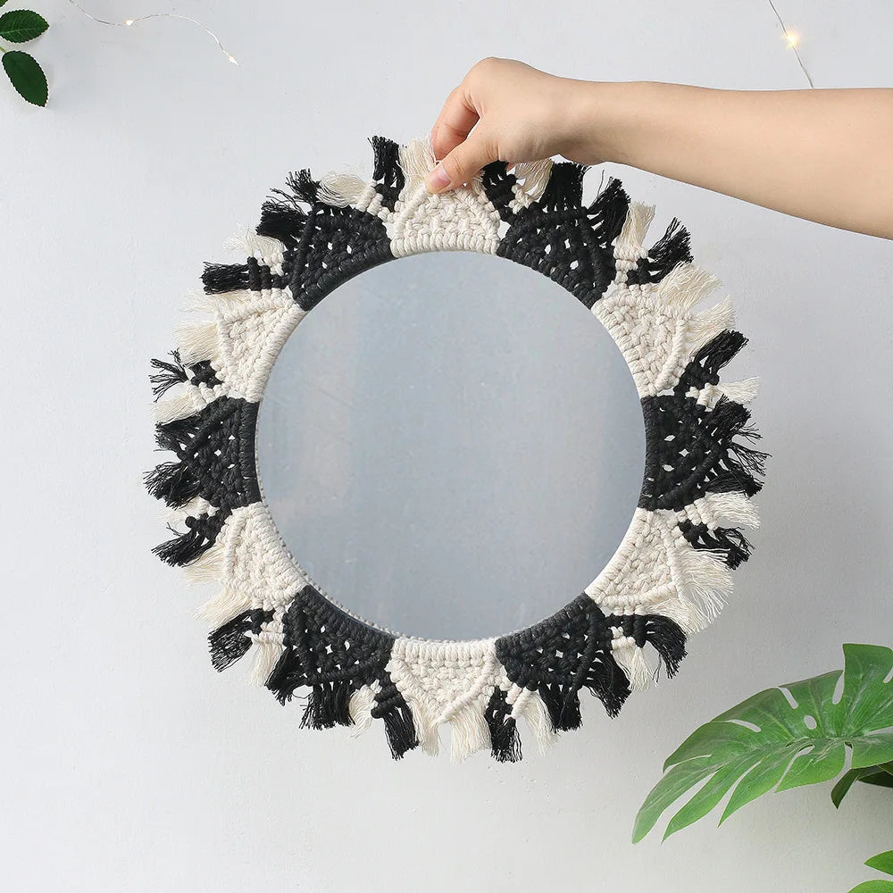 The Sunburst Handcrafted Macrame Mirror