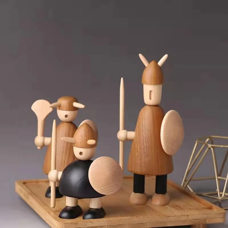 Viking-Style Wooden Figurine – Rustic Shelf Decor