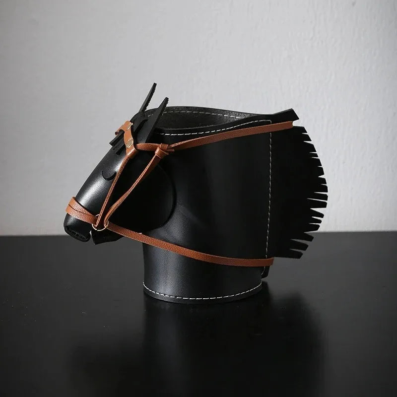 Leather Horse-Head Storage Box – Luxury Decorative Desk Organizer