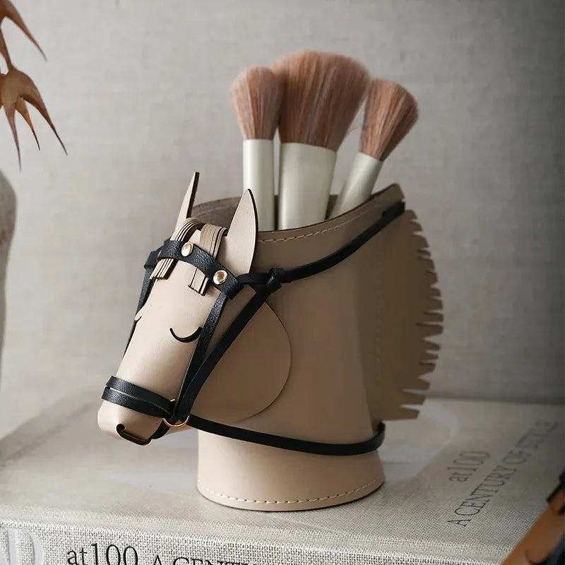 Leather Horse-Head Storage Box – Luxury Decorative Desk Organizer