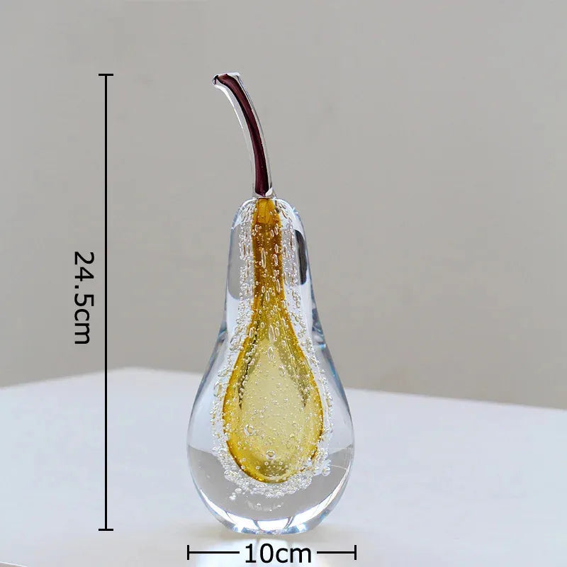Bubble Glass Apple and Pear Statue - Aesthetic Fruit Desk Decoration