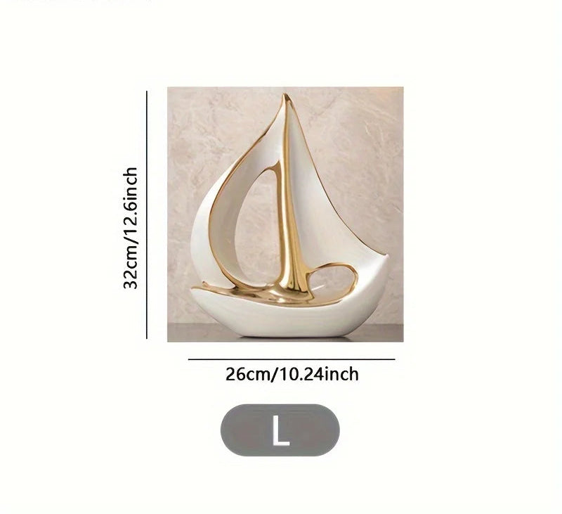 Luxury Ceramic Sailboat Sculpture