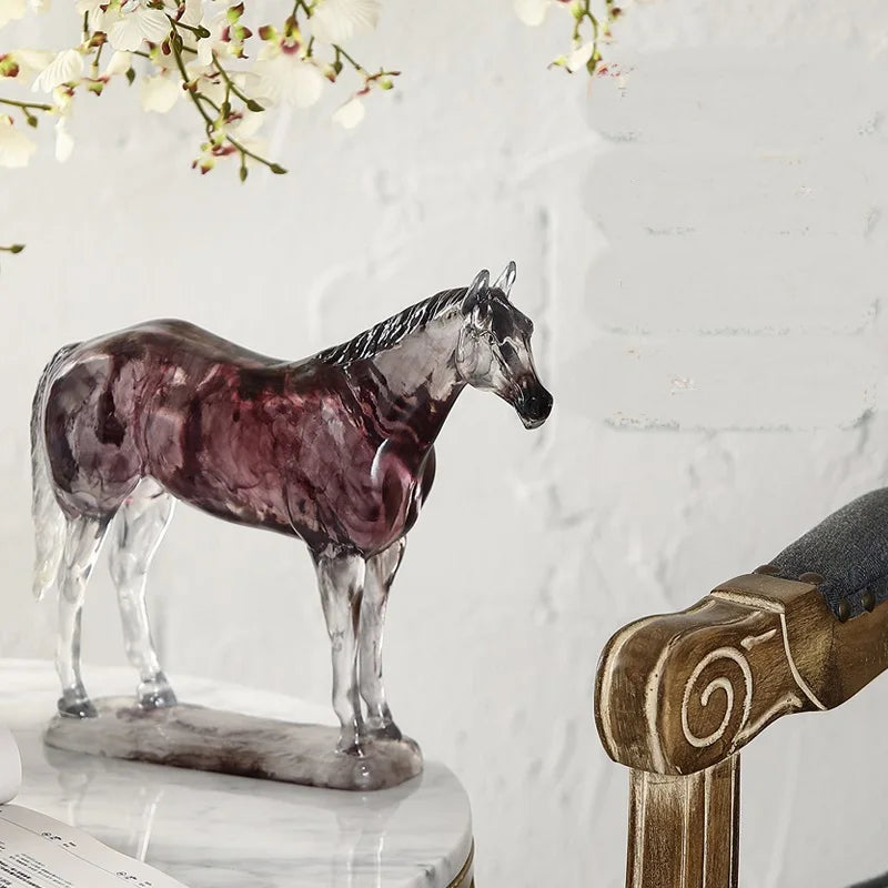 Nordic Crystal Resin Horse Sculpture