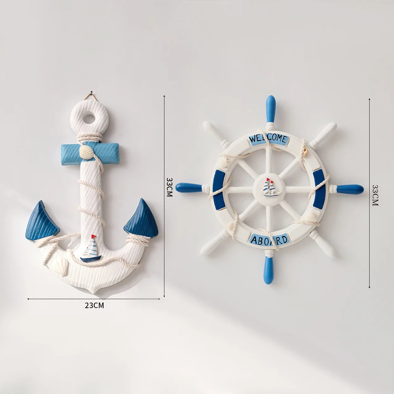 2PCS Nautical Ship Wheel and Anchor Wall Decor