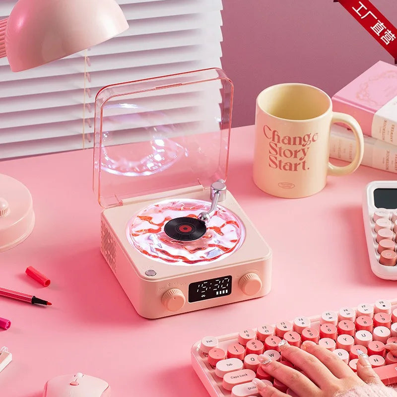 Retro Vinyl Bluetooth Speaker with White Noise and RGB Light