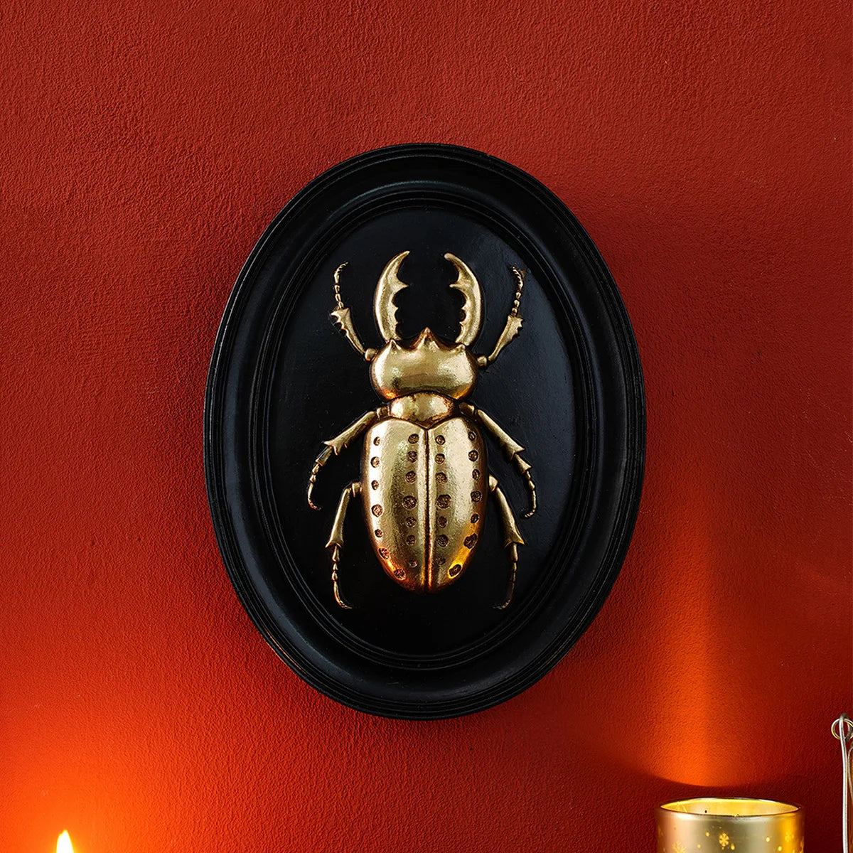 Golden Beetle Resin Wall Decor- Insect Themed Accent