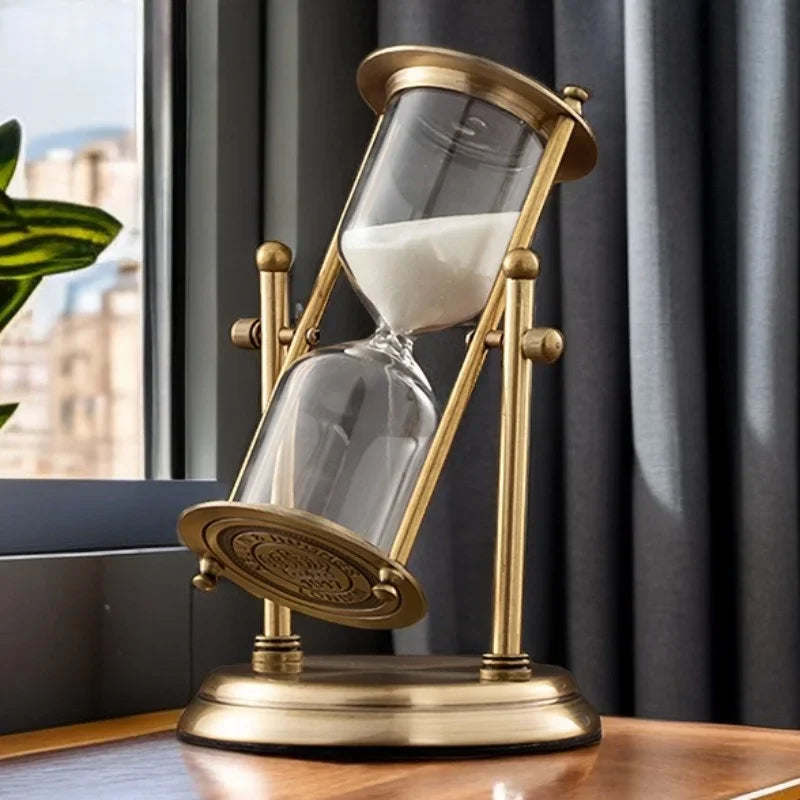 Rotating Metal &amp; Glass Crown Hourglass Timer