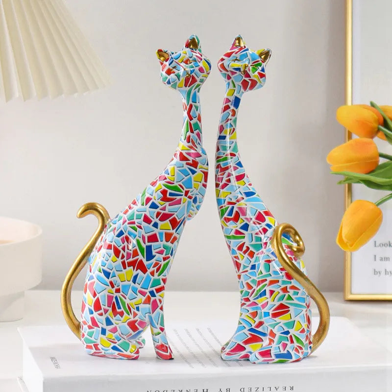 Nordic Resin Abstract Cat Statue