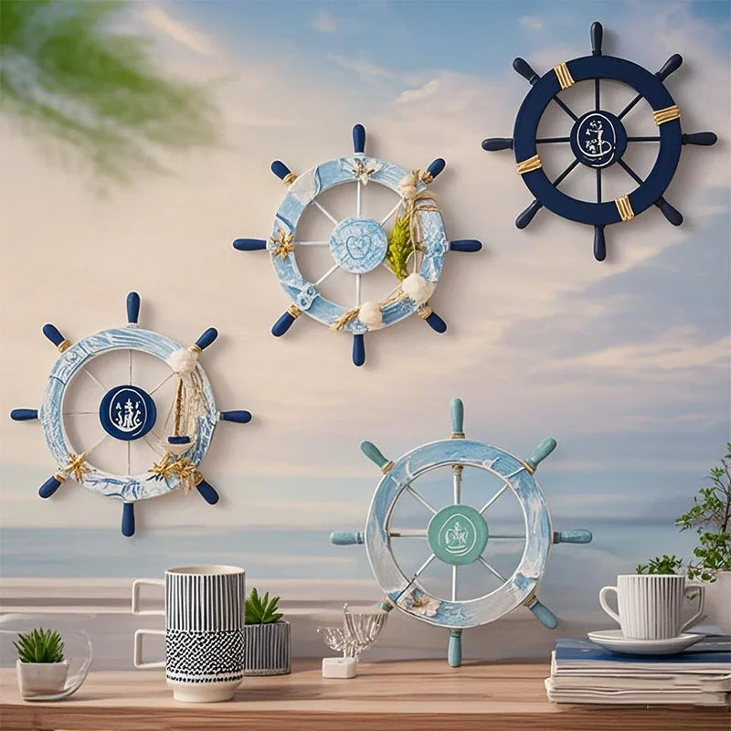 Wooden Nautical Ship Wheel Wall Decor