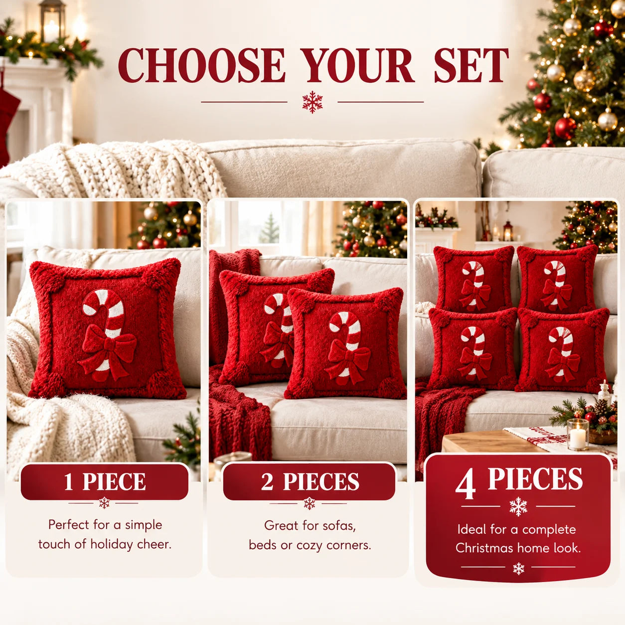 Christmas Candy Cane Throw Pillow Cover