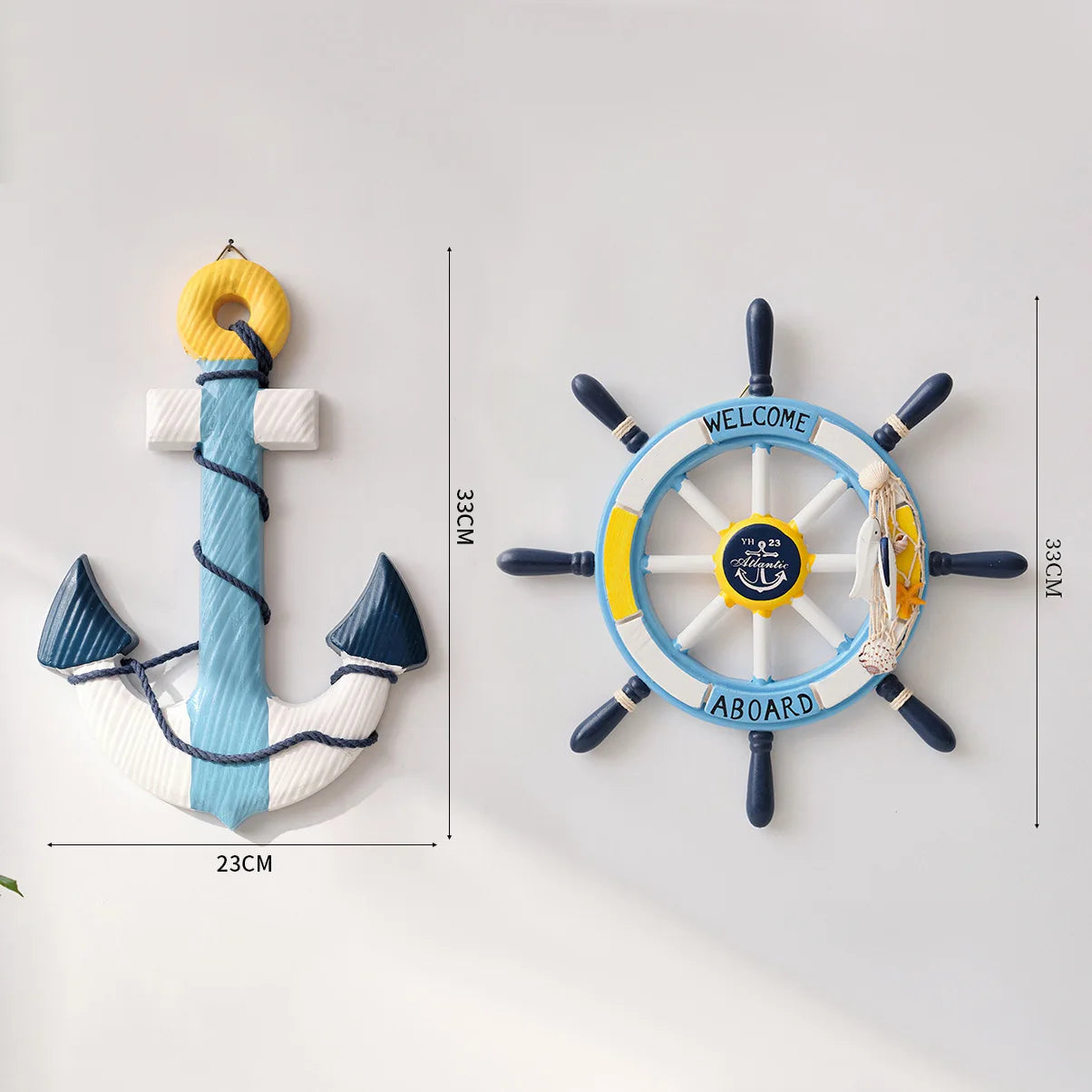 2PCS Nautical Ship Wheel and Anchor Wall Decor
