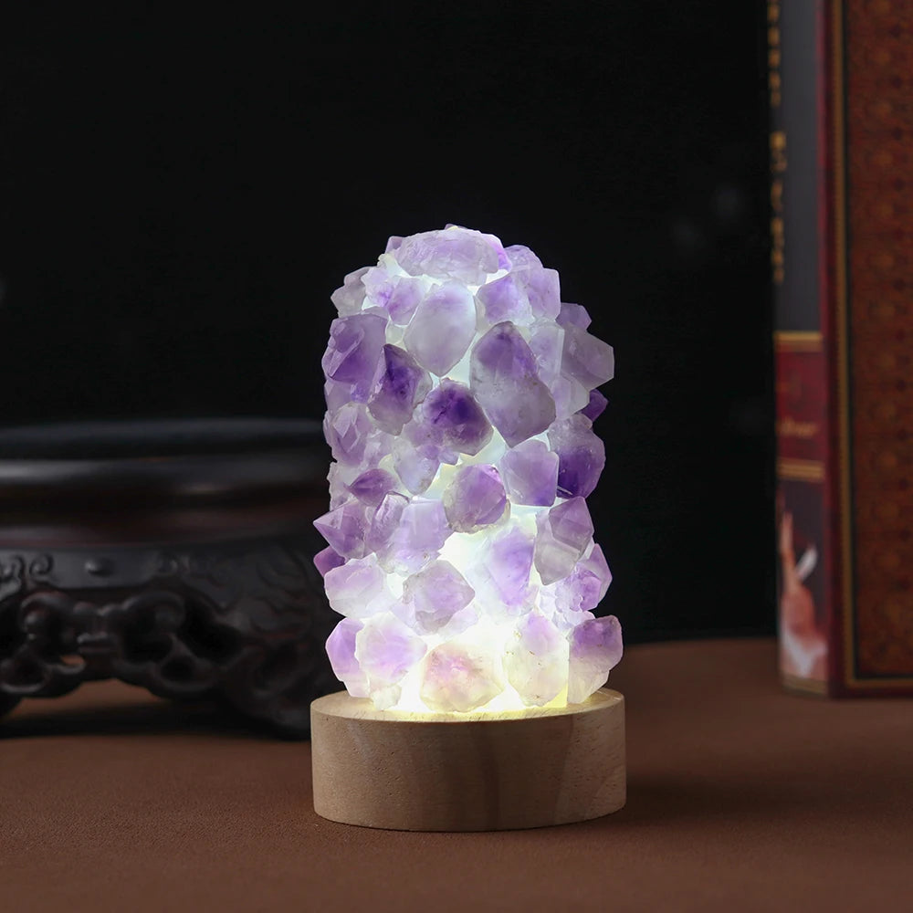 Crystal Wishing Lamp with Natural Amethyst