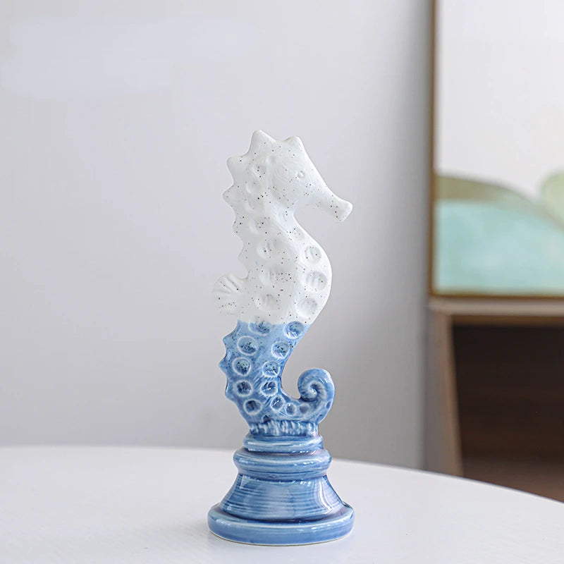Resin Seahorse Chess Piece Statue