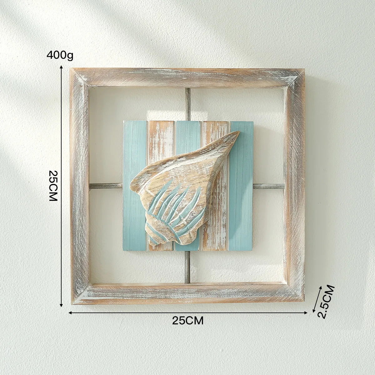 Wooden Conch Shell Wall Hanging- Mediterranean Ocean Décor