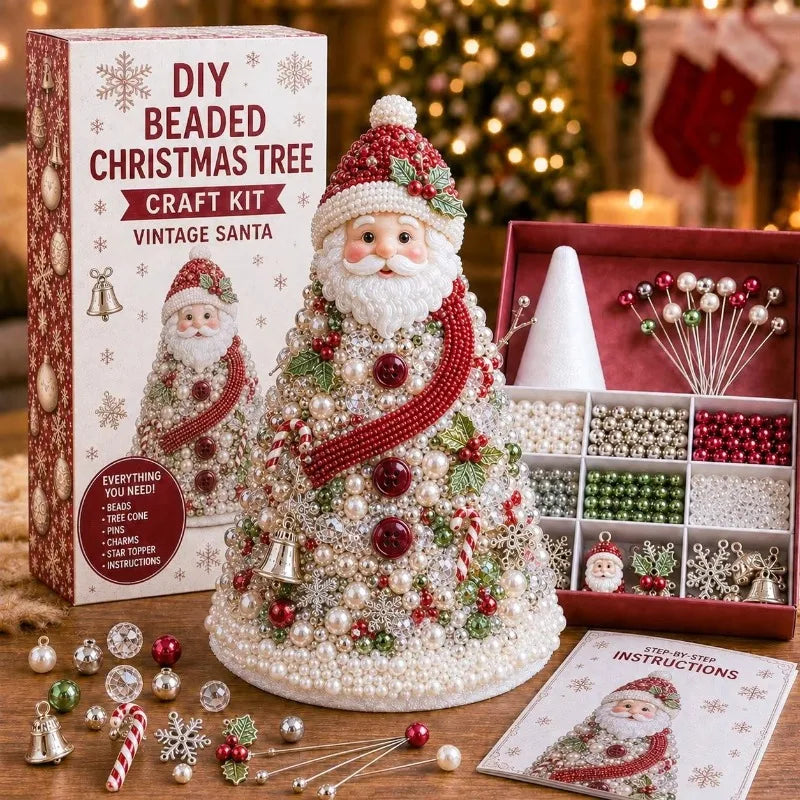 DIY Beaded Christmas Tree Craft Kit – Festive Tabletop Decor