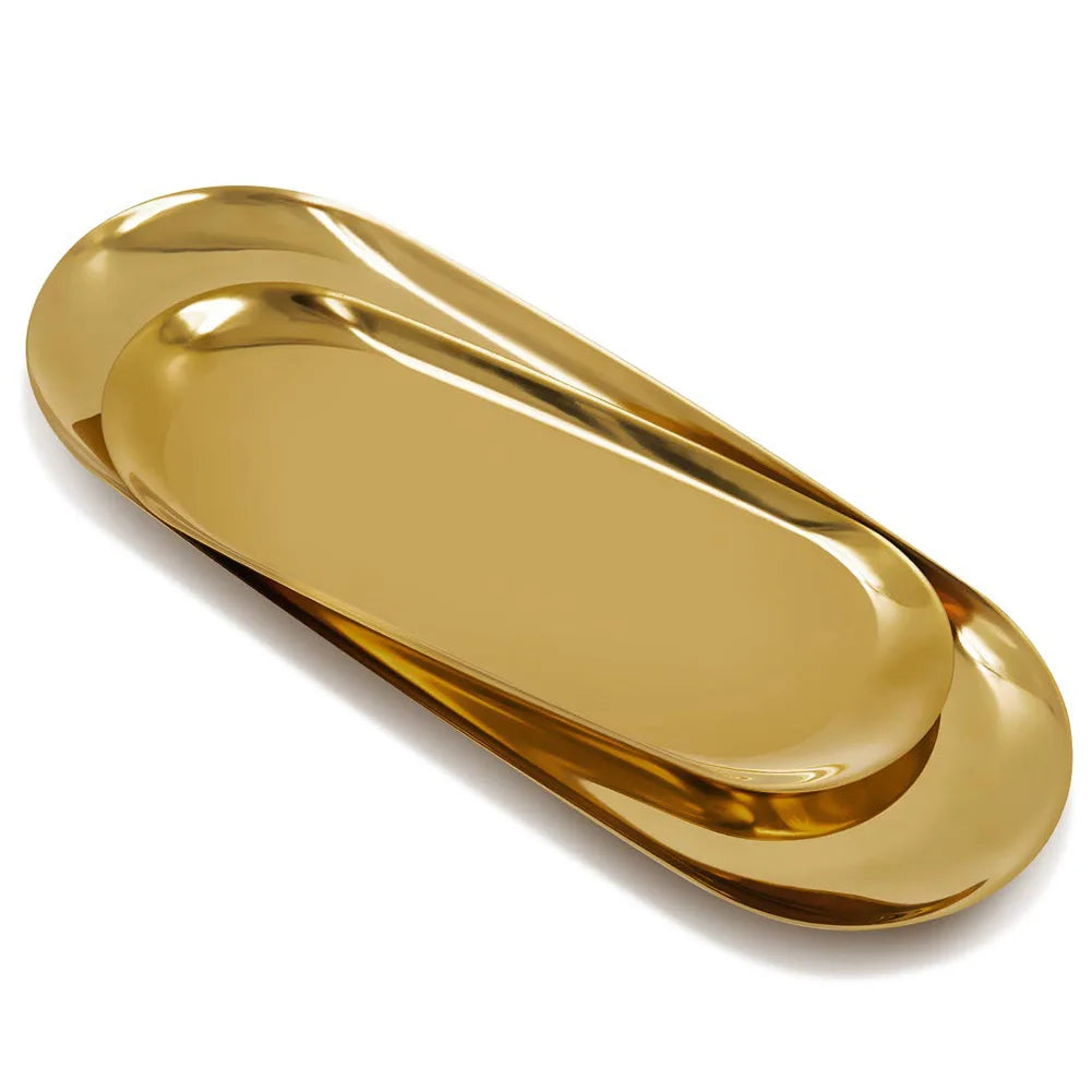 Gold Stainless Steel Vanity &amp; Jewelry Organizer Tray