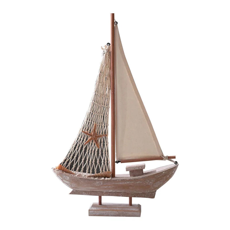 Rustic Wooden Sailing Boat Decoration