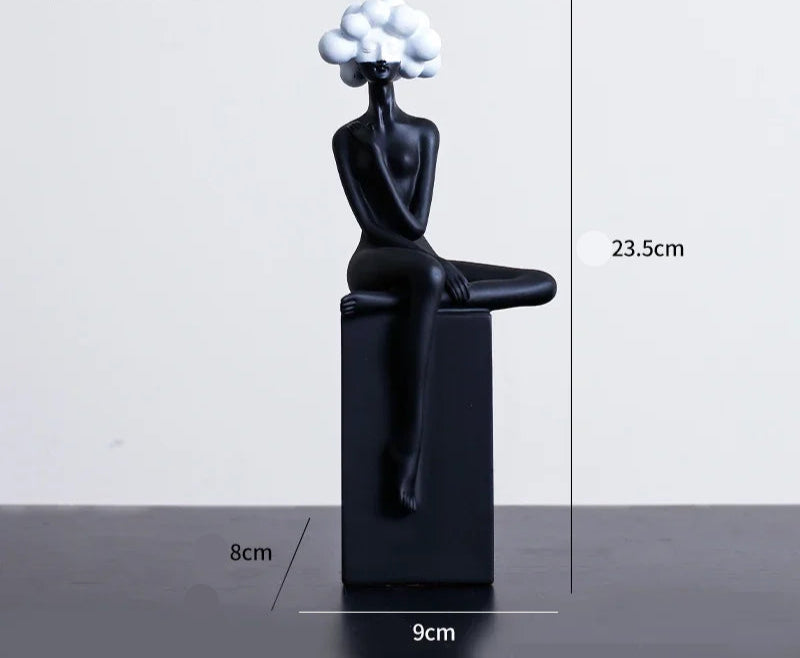 Modern Cloud Hair Resin Girl Sculpture