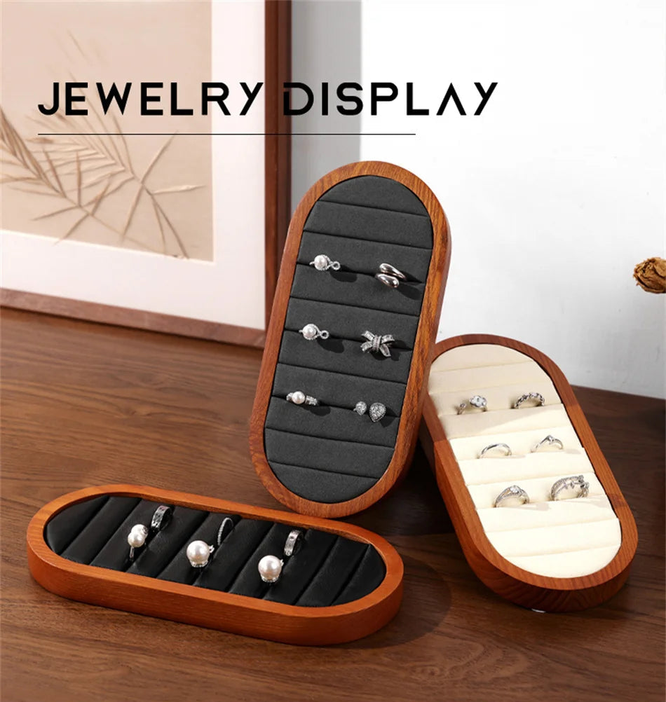 Solid Wood &amp; Microfiber Ring Display Stand