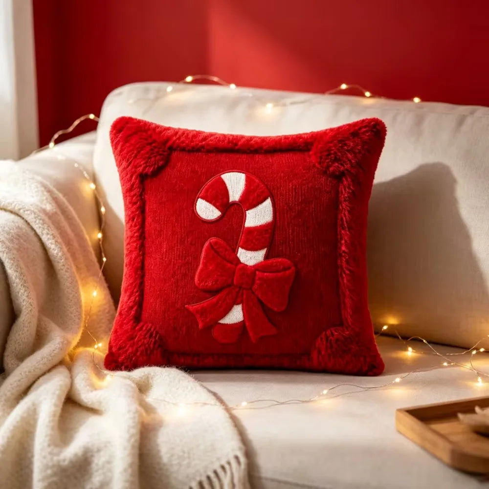 Christmas Candy Cane Throw Pillow Cover