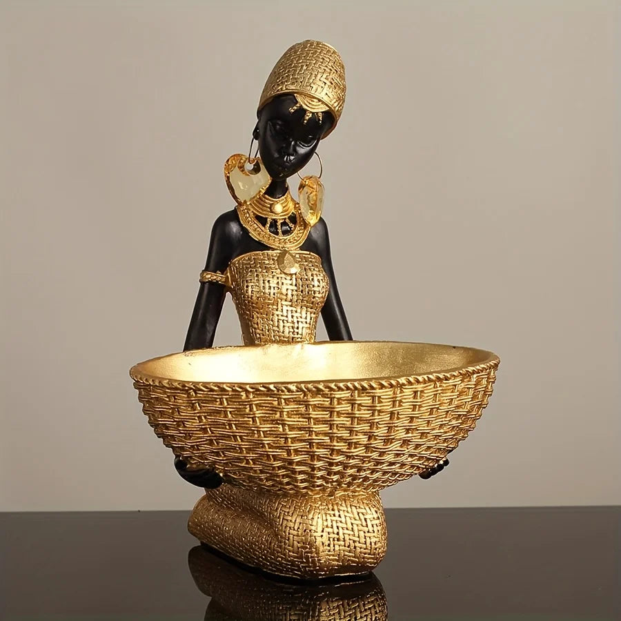 Elegant African Lady Resin Statue