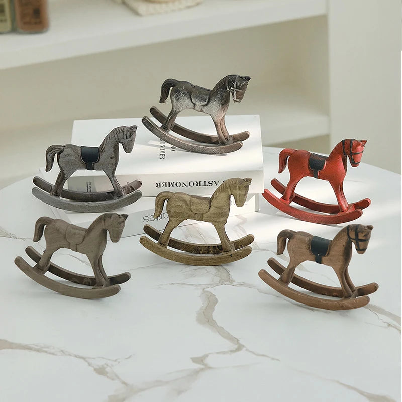 Hand-Finished Retro Wooden Rocking Horse Decor
