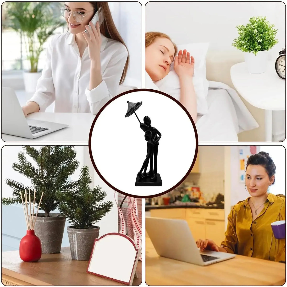 Lovers Embracing Resin Sculpture