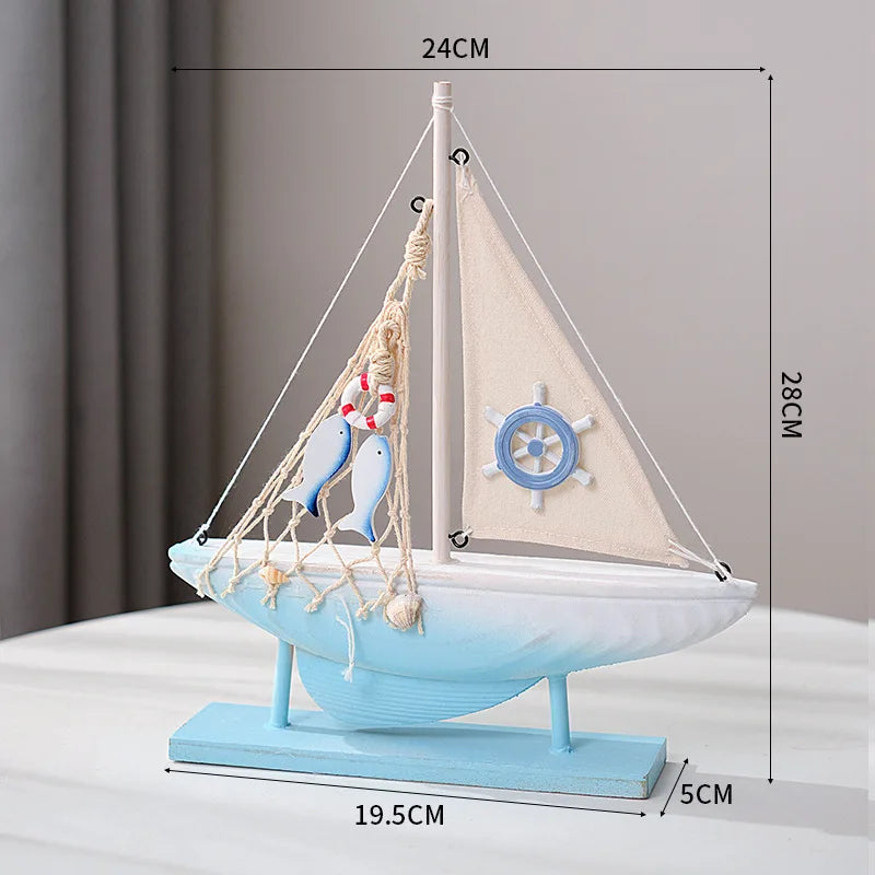 Coastal Wooden Sailboat Decor